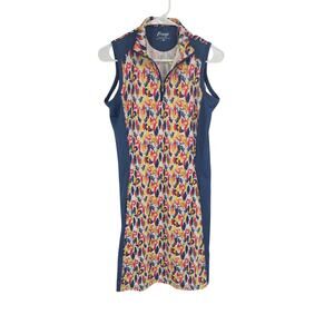 NWT FRINGE PEYTON FLORAL BLUE GOLF DRESS POCKETS UV PROTECTION XS MSRP $60